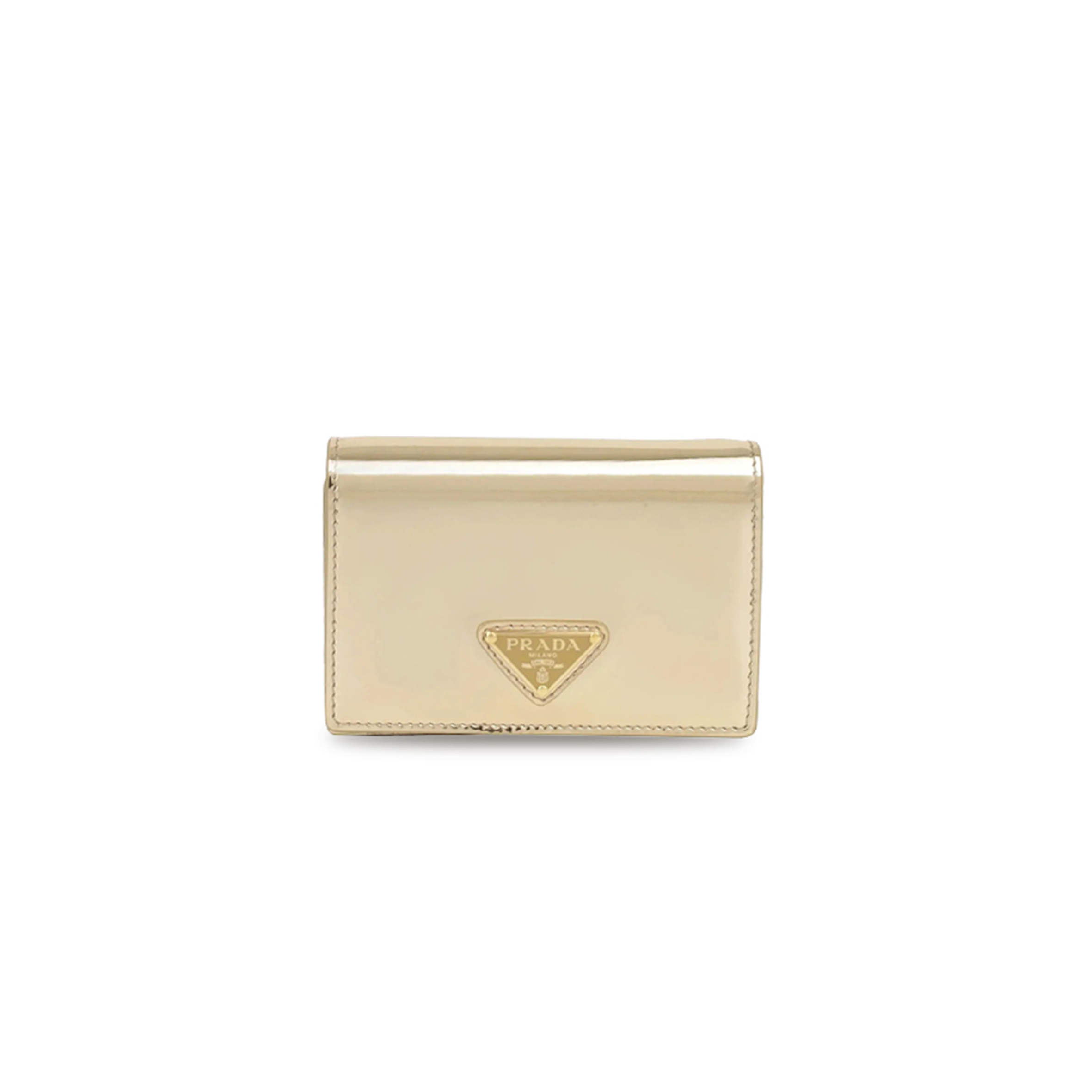 PRADA GOLD BRUSHED LEATHER CARD HOLDER WITH SHOULDER STRAP 1MR024 (11.5*8cm)